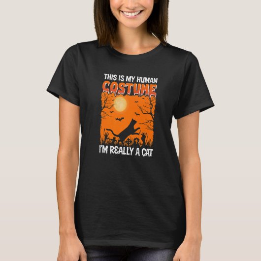 This Is My Human Costume I'm Really A Cat Pumkin H T-shirt (Voorkant)