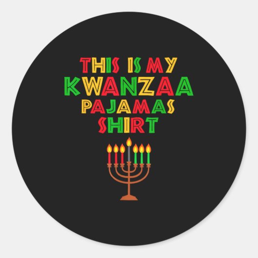 This Is My Kwanzaa Pajamas Seven Principles Candle Ronde Sticker (Voorkant)