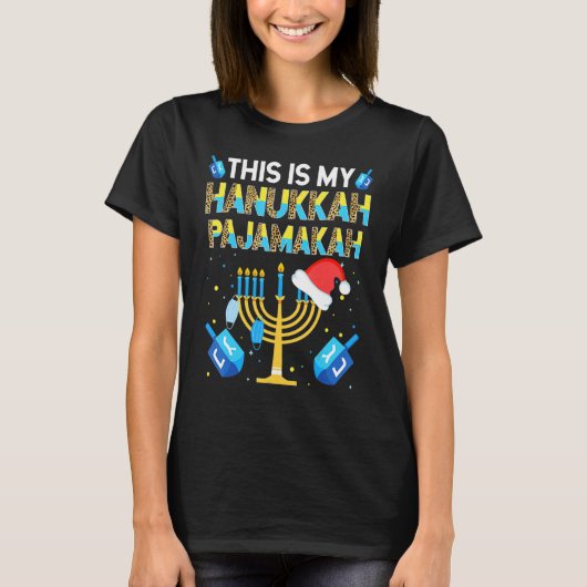 This Is My Pajamakah Hanukkah Pajama T-shirt (Voorkant)