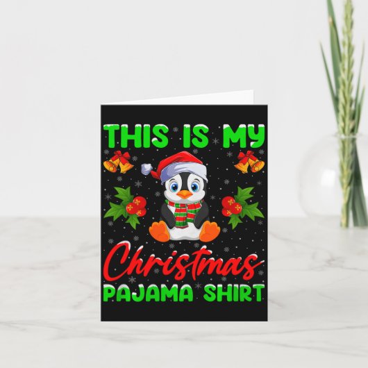 This Is My Penguin Christmas Pajamas Funny Penguin Kaart (Voorkant)