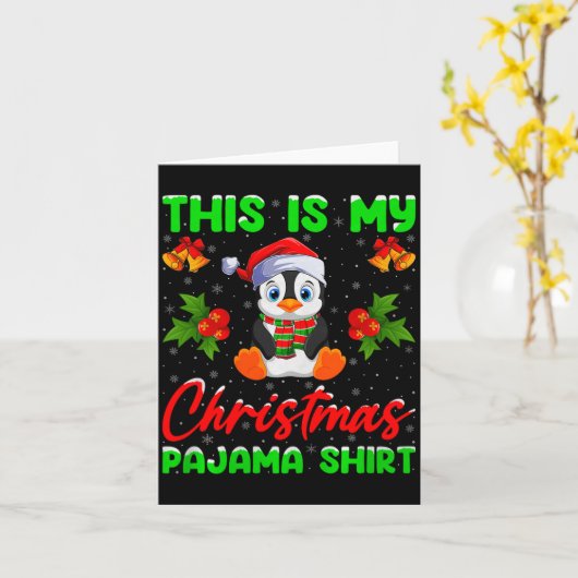 This Is My Penguin Christmas Pajamas Funny Penguin Kaart (Gele Bloem)
