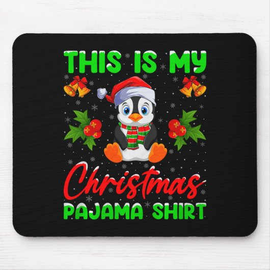 This Is My Penguin Christmas Pajamas Funny Penguin Muismat (Voorkant)