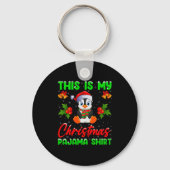 This Is My Penguin Christmas Pajamas Funny Penguin Sleutelhanger (Voorkant)