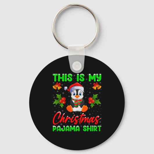 This Is My Penguin Christmas Pajamas Funny Penguin Sleutelhanger (Voorkant)