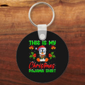 This Is My Penguin Christmas Pajamas Funny Penguin Sleutelhanger (Voorkant)
