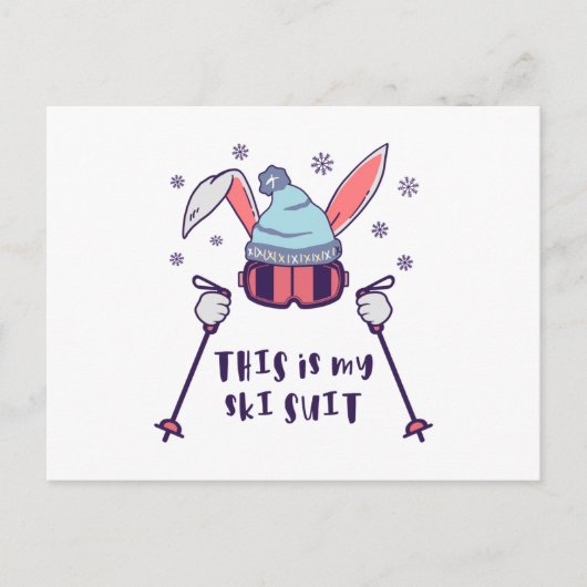 This is my Ski Skiing Rabbit with ski pos Briefkaart (Voorkant)