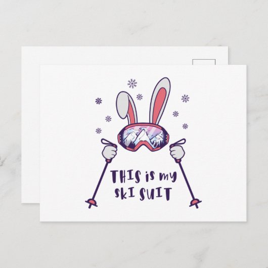 This is my Ski Skiing Rabbit with ski pos Briefkaart (Voorkant / Achterkant)