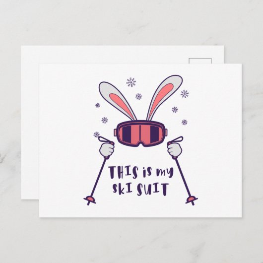 This is my Ski Skiing Rabbit with ski pos Briefkaart (Voorkant / Achterkant)