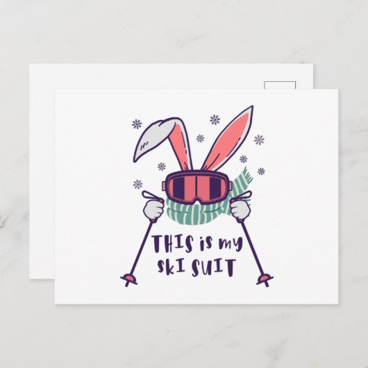 This is my Ski Skiing Rabbit with ski pos Briefkaart (Voorkant / Achterkant)