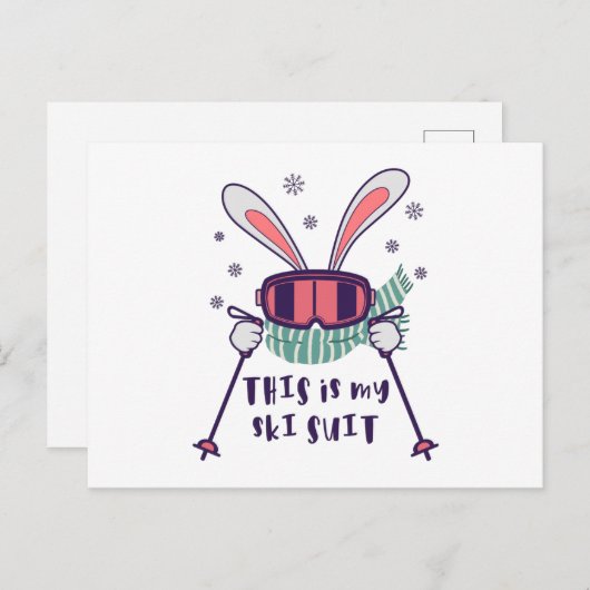 This is my Ski Skiing Rabbit with ski pos Briefkaart (Voorkant / Achterkant)
