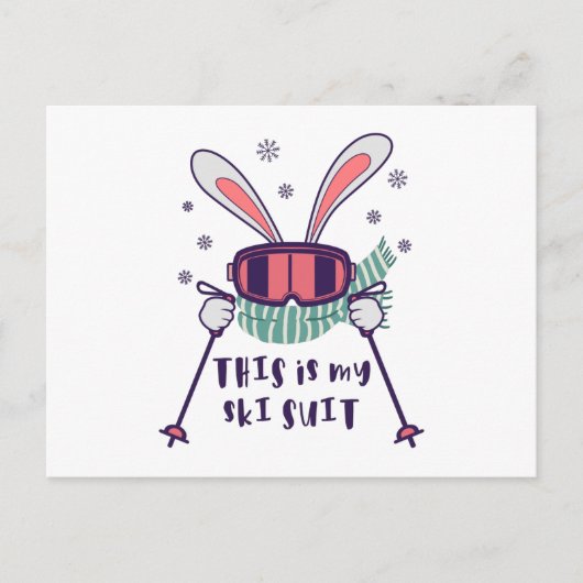 This is my Ski Skiing Rabbit with ski pos Briefkaart (Voorkant)