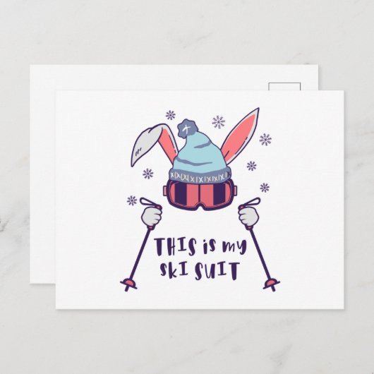 This is my Ski Skiing Rabbit with ski pos Briefkaart (Voorkant / Achterkant)