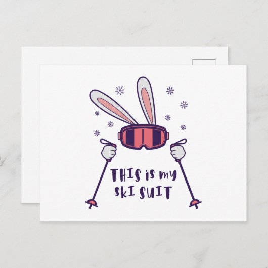 This is my Ski Skiing Rabbit with ski pos Briefkaart (Voorkant / Achterkant)