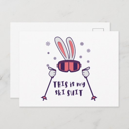 This is my Ski Skiing Rabbit with ski pos Briefkaart (Voorkant / Achterkant)