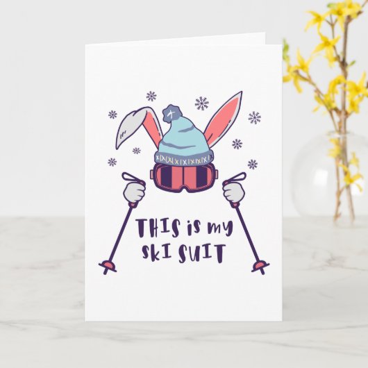 This is my Ski Skiing Rabbit with ski pos Kaart (Gele Bloem)