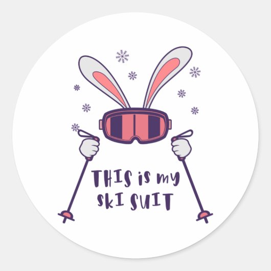This is my Ski Skiing Rabbit with ski pos Ronde Sticker (Voorkant)