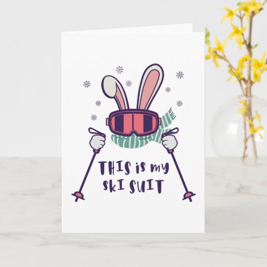 This is my Ski Suit Skiing Rabbit with ski poles Kaart (Gele Bloem)