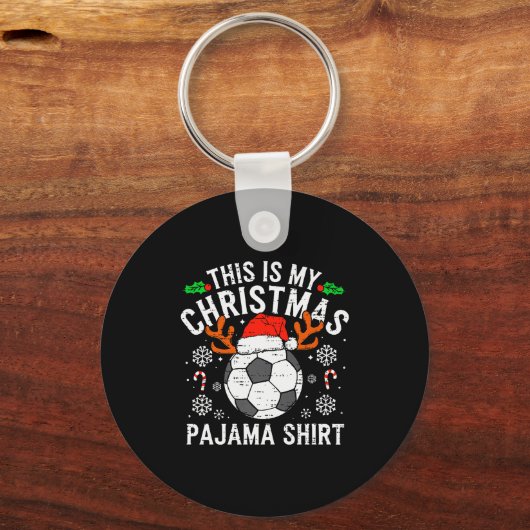 This Is My Soccer Christmas Pajama Shirt Srts Mens Sleutelhanger (Voorkant)