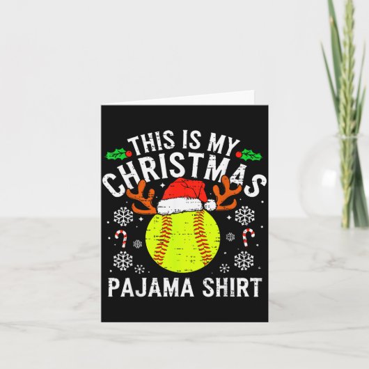 This Is My Softball Christmas Pajama Shirt Srt Men Kaart (Voorkant)