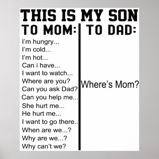 This Is My Son Funny Quotes From Son To Mom Poster (Voorkant)