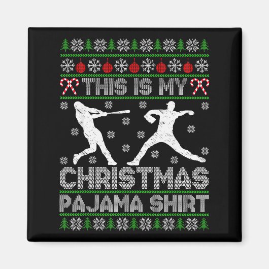 This Is My Ugly Christmas Pajama Baseball Funny Wi Magneet (Voorkant)