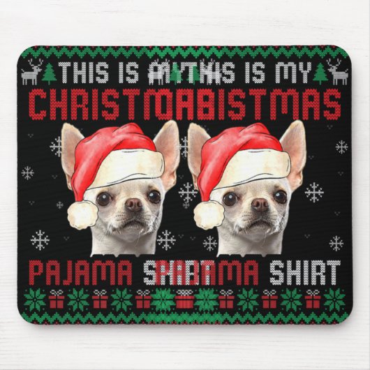 This Is My Ugly Xmas Pajama Chihuahua Dog T Shirt  Muismat (Voorkant)