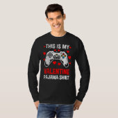 This Is My Valentine Pajama Gamer Heart Controller T-shirt (Voorkant volledig)