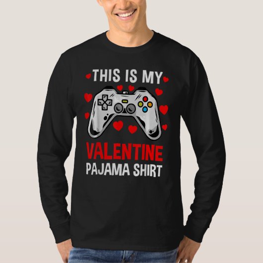 This Is My Valentine Pajama Gamer Heart Controller T-shirt (Voorkant)