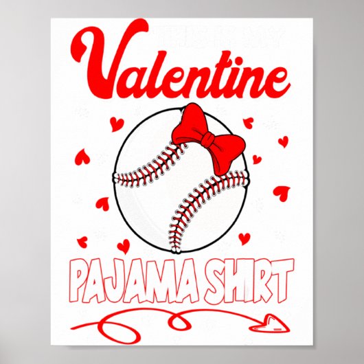 This Is My Valentines Baseball Pajama For Kids Boy Poster (Voorkant)