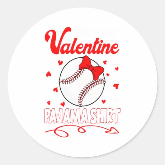 This Is My Valentines Baseball Pajama For Kids Boy Ronde Sticker (Voorkant)