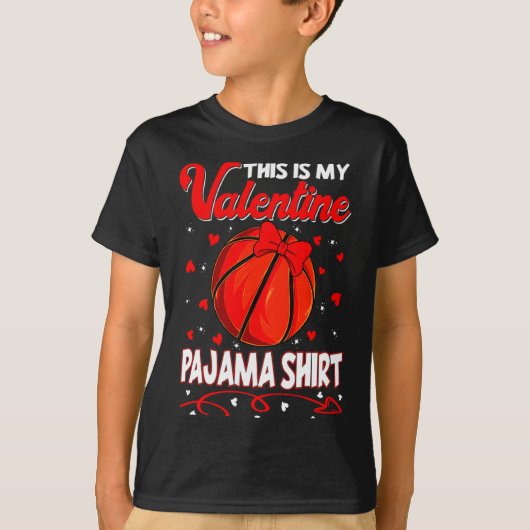 This Is My Valentines Basketball Pajama For Kids B T-shirt (Voorkant)