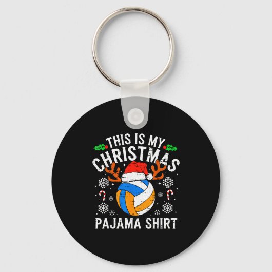 This Is My Volleyball Christmas Pajama Shirt Men B Sleutelhanger (Voorkant)