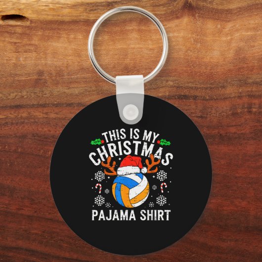 This Is My Volleyball Christmas Pajama Shirt Men B Sleutelhanger (Voorkant)