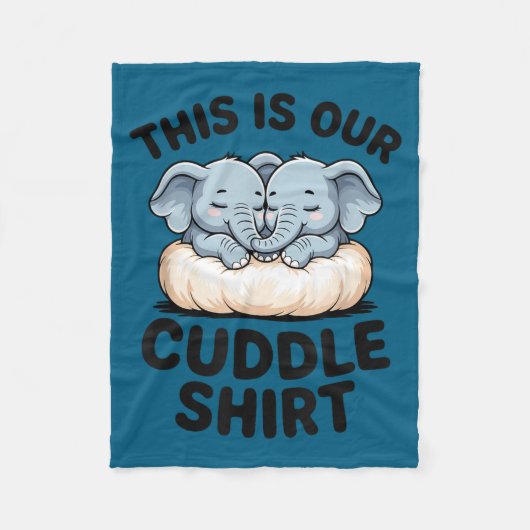 This Is Our Cuddle Shirt Cute Elephant Couple Fleece Deken (Voorkant)