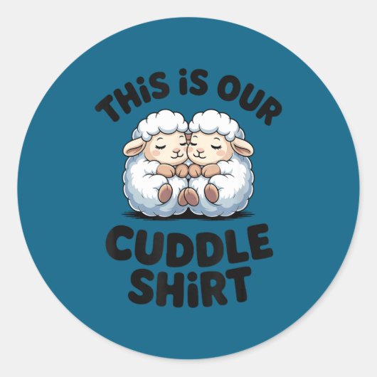 This Is Our Cuddle Shirt Cute Sheep Couple Ronde Sticker (Voorkant)