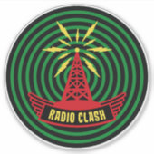 This Is Radio Clash On Pirate Satellite Parody Sticker (Voorkant)