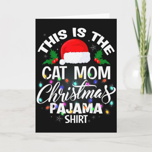 This Is The Cat Mom Christmas Pajama Shirt Men Wom Kaart (Voorkant)