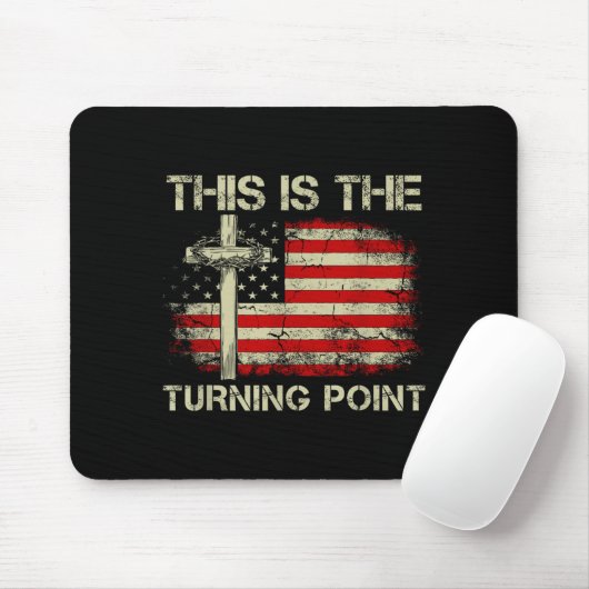 This Is The Turning Int Faith Cross Us Flag Patrio Muismat (Met muis)