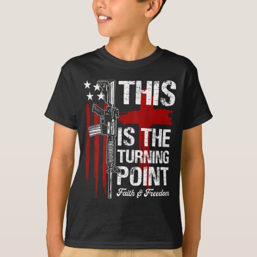 This Is The Turning Int Faith Cross Us Flag Patrio T-shirt (Voorkant)