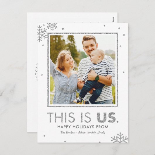 This Is Us Kerstkaart Faux Zilver Feestdagenkaart (Voorkant / Achterkant)
