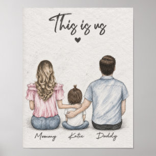 This Is Us Ouders en Kind Grafiet Familie Poster