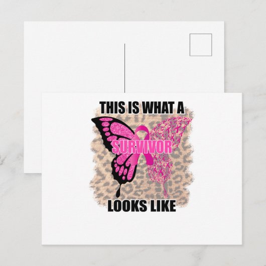 This Is What A Survivor Looks Like Breast Cancer Uitnodiging Briefkaart (Voorkant / Achterkant)