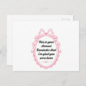 This is your annual reminder that im glad you were feestdagenkaart (Voorkant / Achterkant)