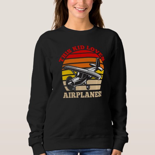 This Kid Loves Airplanes Boys and Girls Airplane P Trui (Voorkant)