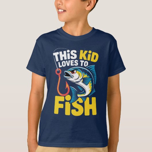 This Kid Loves to Fish Fishing Children Fisherman T-shirt (Voorkant)