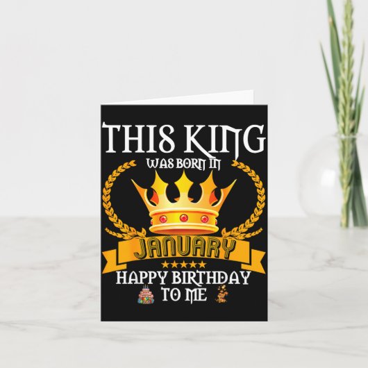 This King Was Born In January Funny Jan Birthday D Kaart (Voorkant)