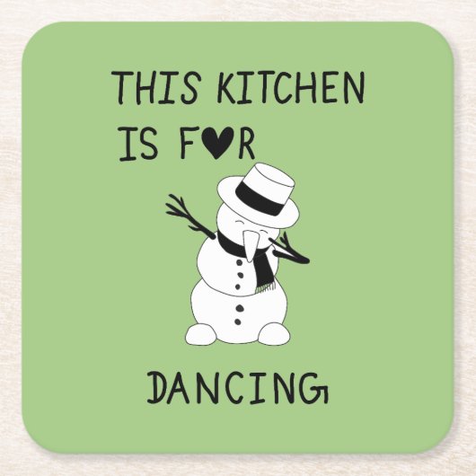 This Kitchen is for dancing snowman Kartonnen Onderzetters (Voorkant)