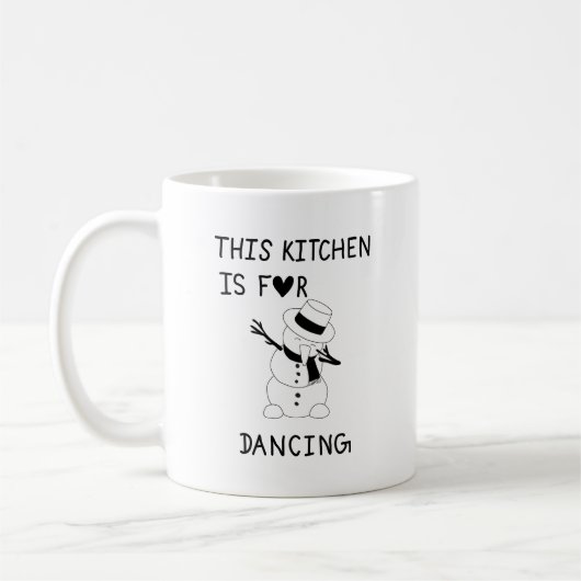This Kitchen is for dancing snowman Koffiemok (Links)