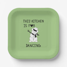 This Kitchen is for dancing snowman Papieren Bordje