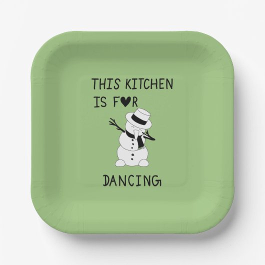 This Kitchen is for dancing snowman Papieren Bordje (Voorkant)